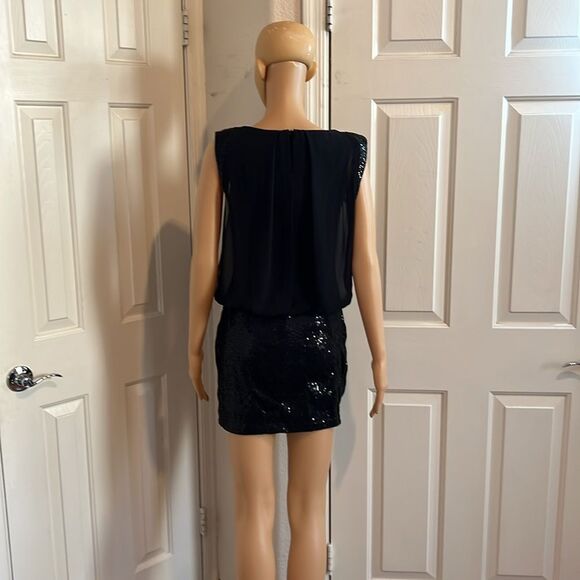 Jessica McClintock Black Mini Dress Size 6 Sleeveless Sequins Party Cocktails - Picture 7 of 13